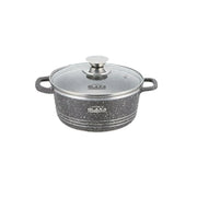 Glaxa Professional 30cm Non-Stick Stockpot with Glass Lid Silver Die-Cast Aluminium Casserole Pot Induction Compatible Cooking Pot