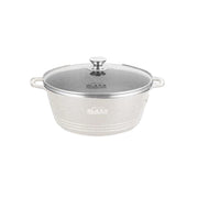 Glaxa Professional 32cm Non-Stick Stockpot with Glass Lid Cream Die-Cast Aluminium Casserole Pot Induction Compatible Family Cooking Potot Induction Compatible Cooking Pot