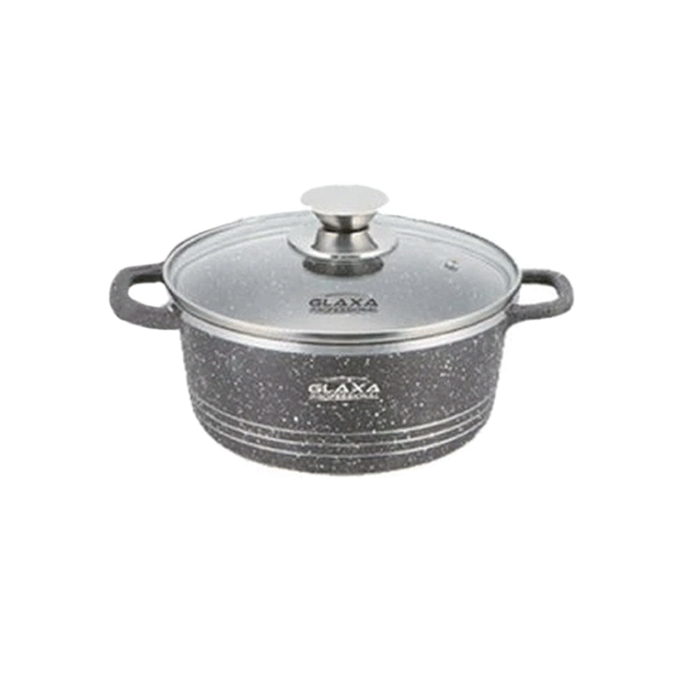 Glaxa Professional 32cm Non-Stick Stockpot with Glass Lid Red Die-Cast Aluminium Casserole Pot Induction Compatible Cooking Pot