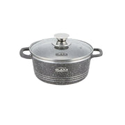 Glaxa Professional 32cm Non-Stick Stockpot with Glass Lid Silver Die-Cast Aluminium Casserole Pot Induction Compatible Cooking Pot