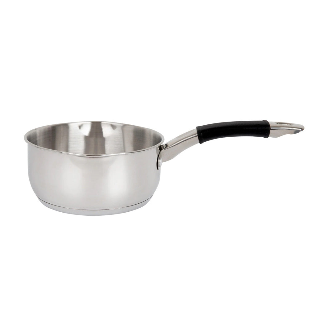 Glaxa Professional Stainless Steel Milk Pan 20cm Induction Saucepan with Double Pour Spouts & Soft Grip Handle