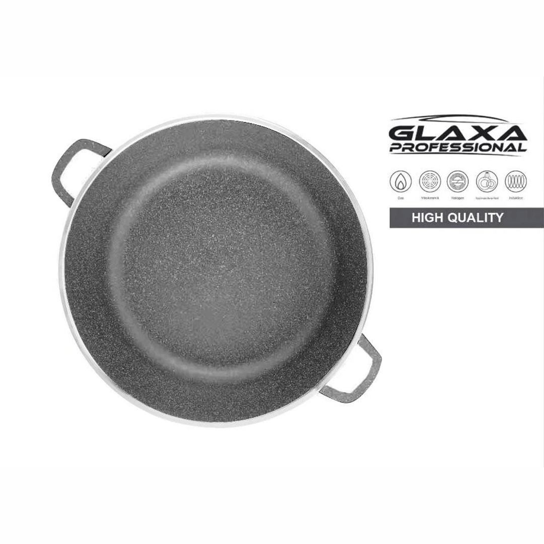 Glaxa 3pc Silver Marble Coated Non-Stick Cookware Set – 20, 24, 28 cm Induction Stockpots with Lids