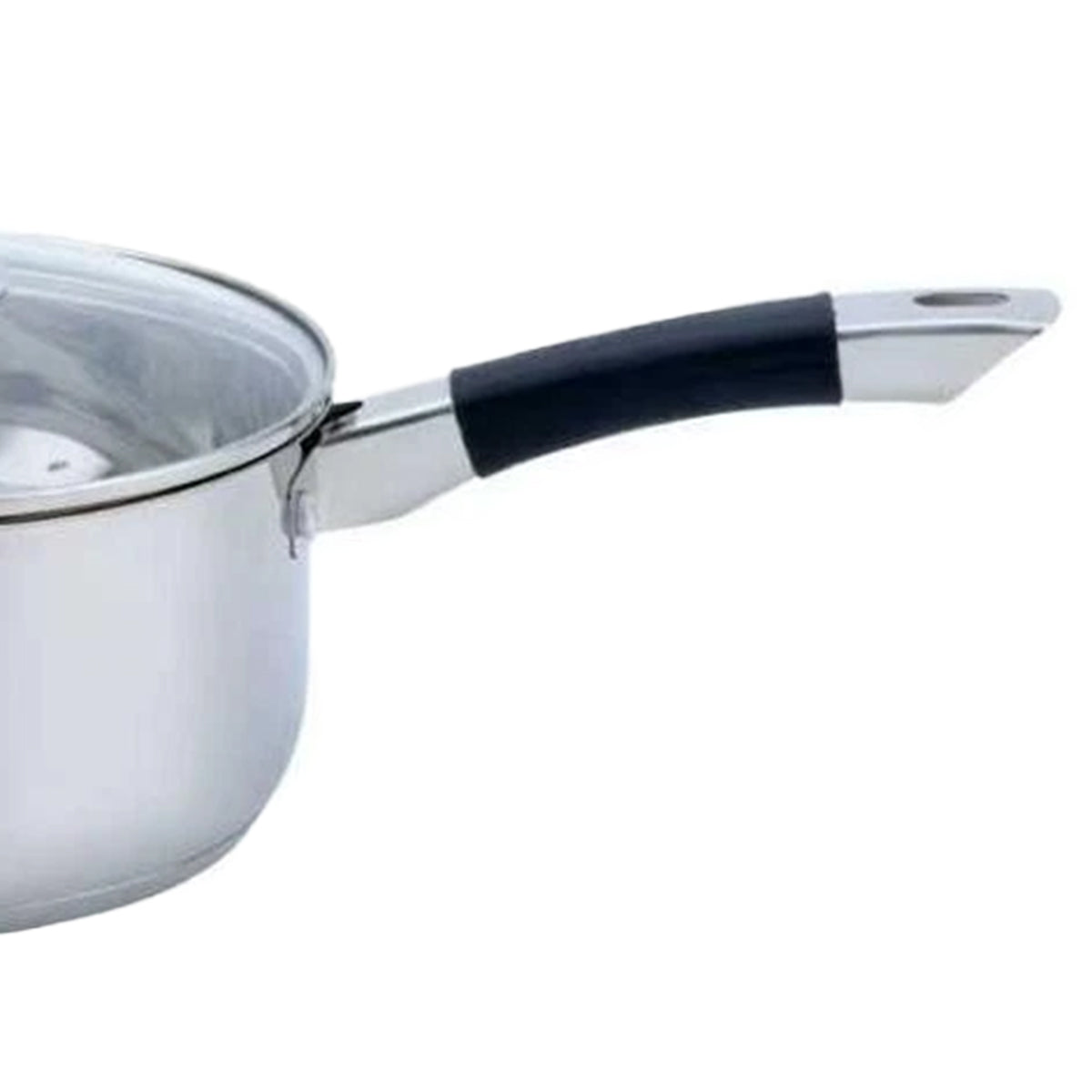 Glaxa Professional Stainless Steel Saucepan with Glass Lid 16cm Induction Cooking Pot & Soft Grip Handle