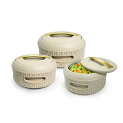 Jaypee Baskerole Beige PU Insulated Casserole Set of 3 with Stainless Steel Inner