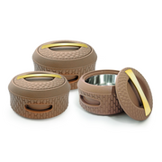 Jaypee Baskerole Brown PU Insulated Casserole Set of 3 with Stainless Steel Inner