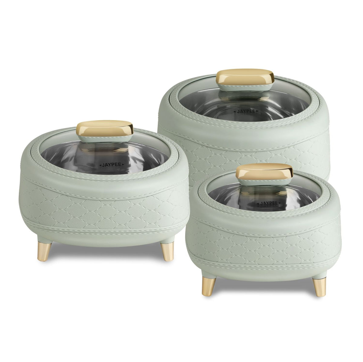 Jaypee Kingston Klass PU Insulated Stainless Steel Casserole Set of 3 1500ml 2000ml 2500ml Pista Green