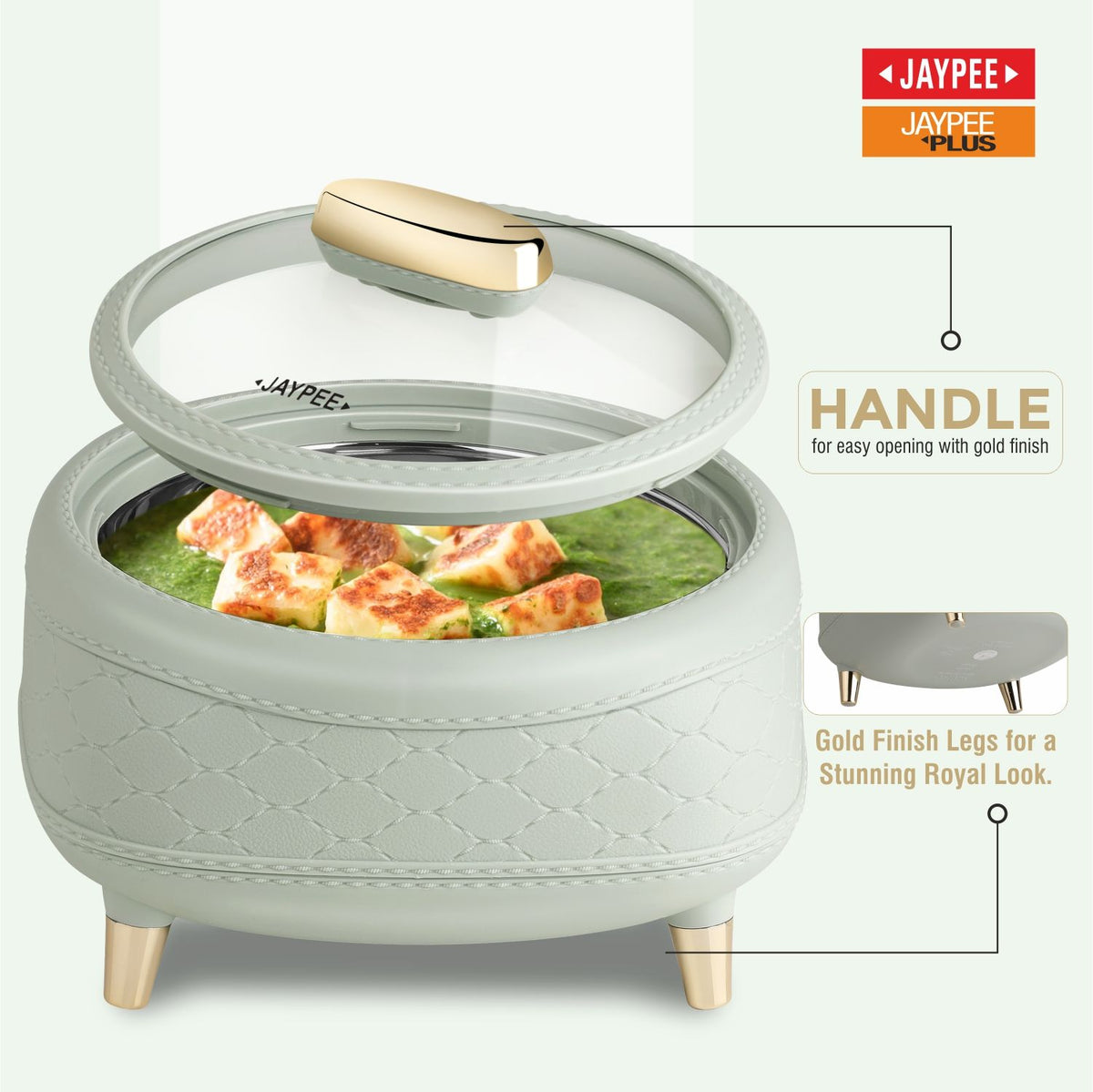 Jaypee Kingston Klass PU Insulated Stainless Steel Casserole Set of 3 - 1500ml, 2000ml & 2500ml - Pista Green