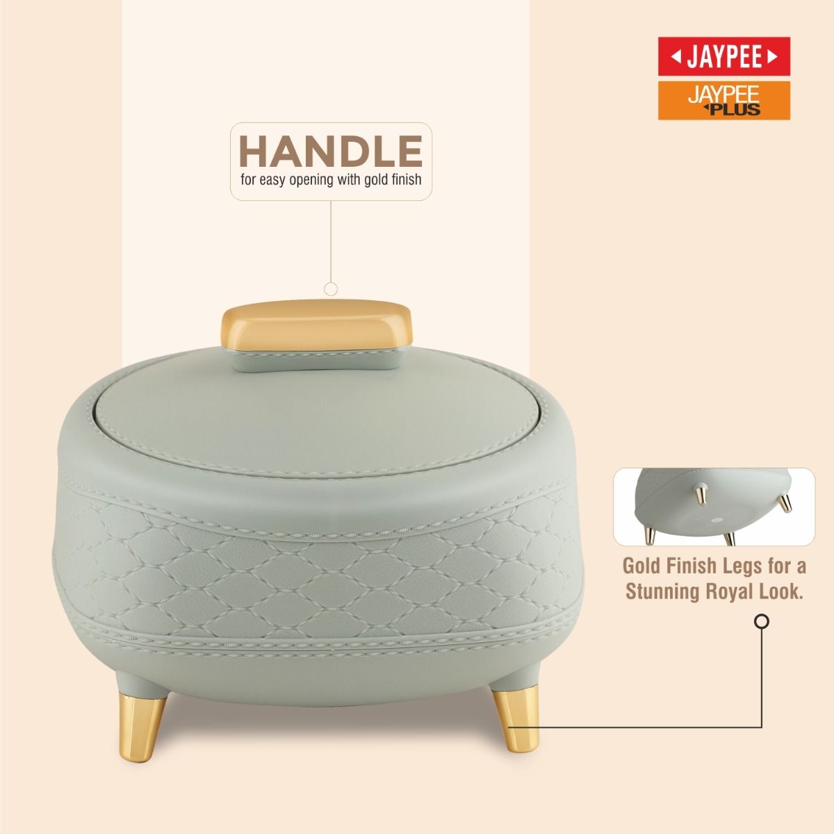 Jaypee Kingston PU Insulated Stainless Steel Inner Casserole Set of 3 – 1500 + 2000 + 2500ml – Pista Green