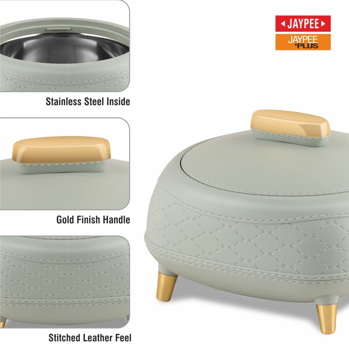 Jaypee Kingston PU Insulated Stainless Steel Inner Casserole Set of 3 – 1500 + 2000 + 2500ml – Pista Green