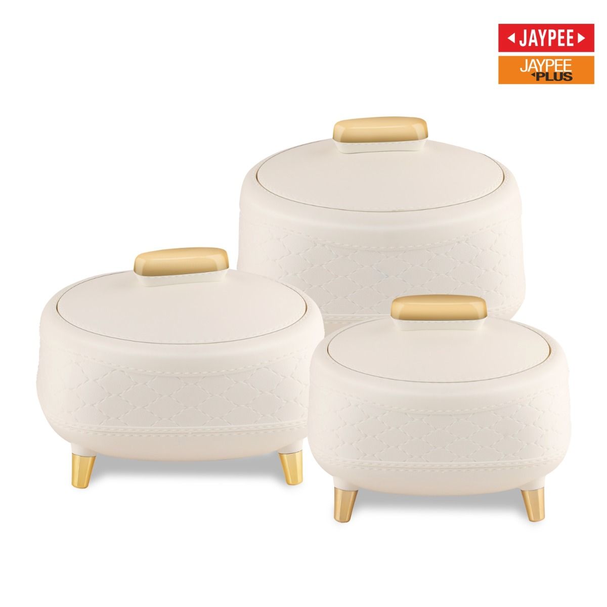 Jaypee Kingston PU Insulated Stainless Steel Inner Casserole Set of 3 White 1500 2000 2500ml