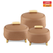 Jaypee Kingston PU Insulated Stainless Steel Inner Casserole Set of 3 1500ml 2000ml 2500ml Brown