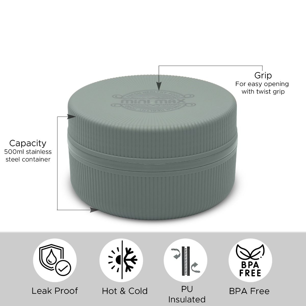 Jaypee Mini Max Senior 500 ml Insulated Lunch Box – Stainless Steel Inner Hot & Cold
