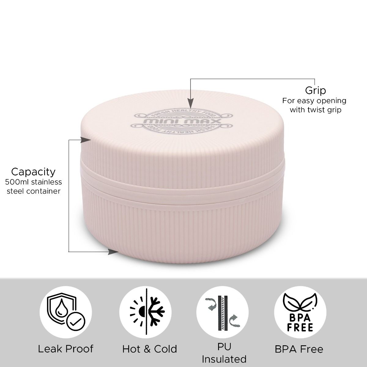 Jaypee Mini Max Senior 500 ml Insulated Lunch Box – Stainless Steel Inner Hot & Cold
