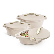 Jaypee Princeton Mega Hotpot Set of 3 2000 2500 3000 ml Beige with PU Insulation and Stainless Steel Inner
