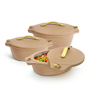 Jaypee Princeton Mega Hotpot Set of 3 2000 2500 3000 ml Brown with PU Insulation