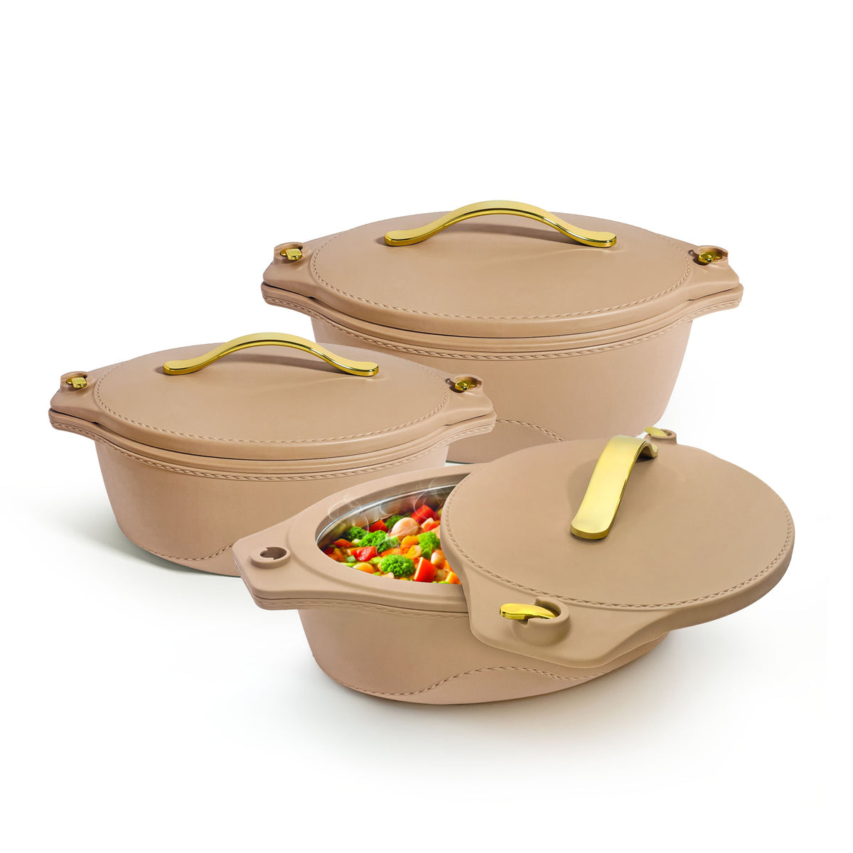 Jaypee Princeton Mega Hotpot Set of 3 2000 2500 3000 ml Brown with PU Insulation