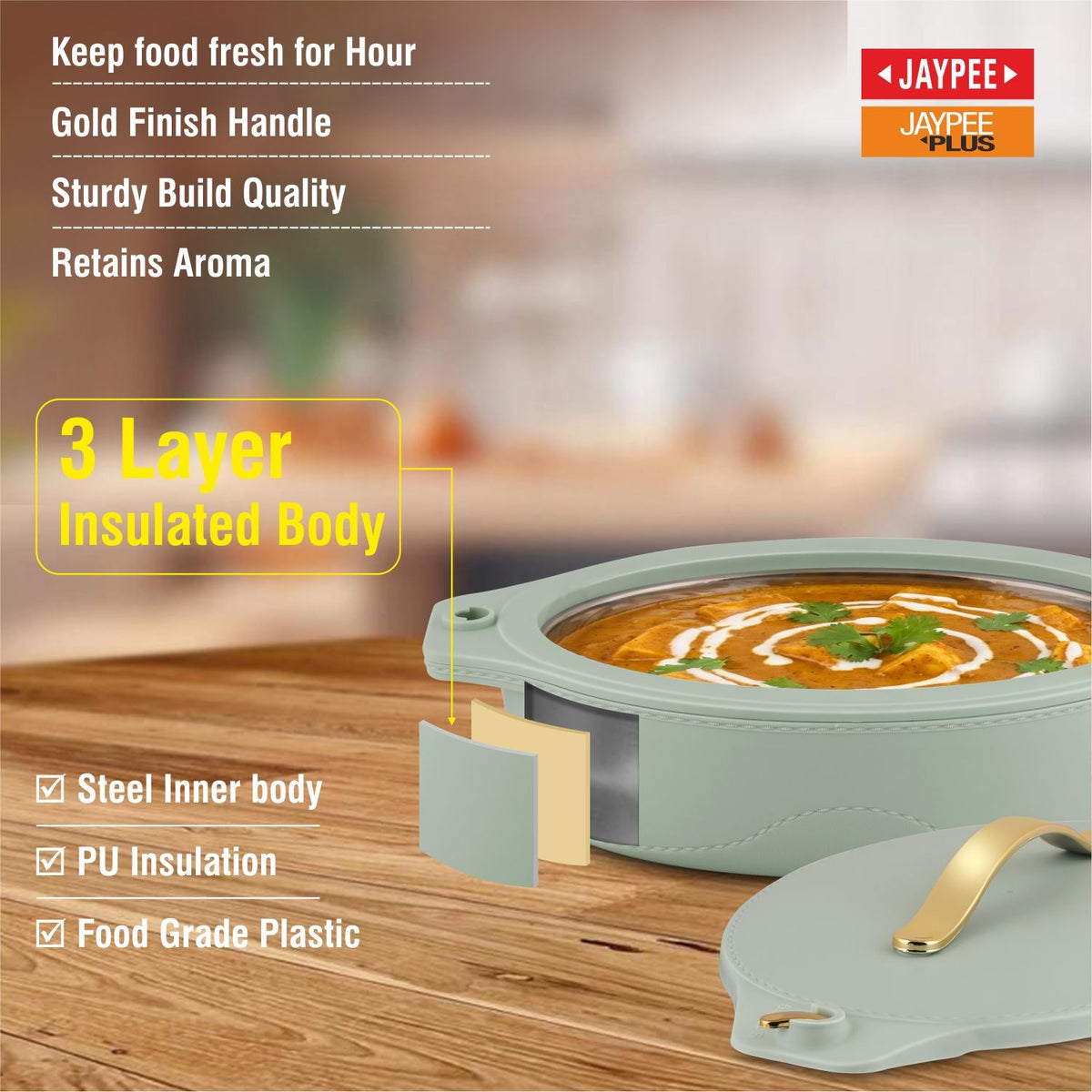 Jaypee Princeton Mega Hotpot Set of 3 – 2000, 2500 & 3000 ml – Pista Green