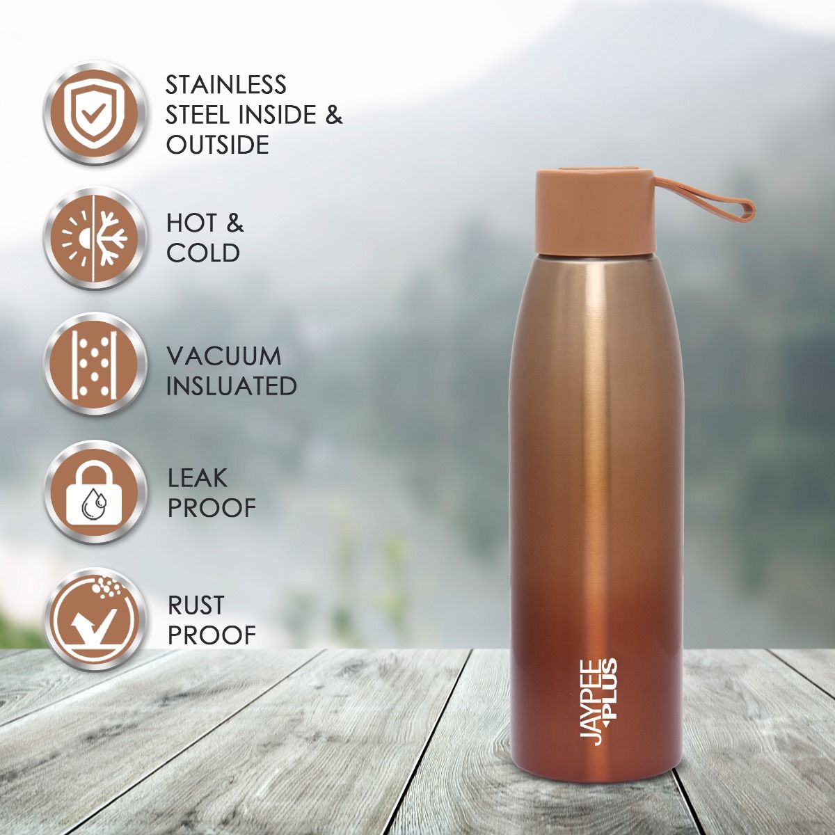 Jaypee Victor 1000 Vacuum Insulated Stainless Steel Bottle 900 ml – SS 304 Hot & Cold Water Bottle