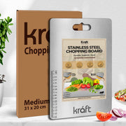 Kraft Stainless Steel Chopping Board 36 cm with Integrated Measurement Markings