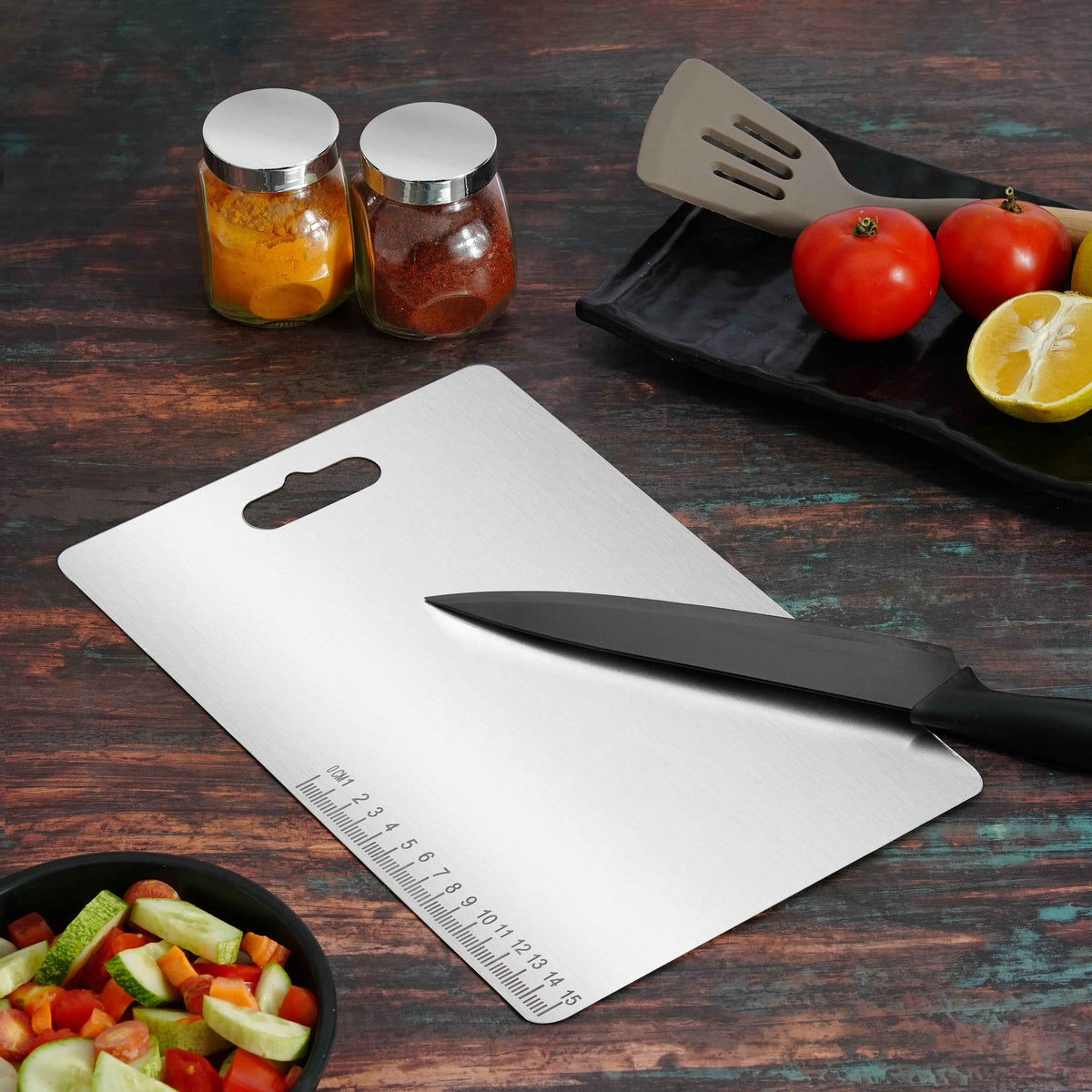 Kraft Stainless Steel Chopping Board 36 cm – Food Grade – Hygienic & Durable