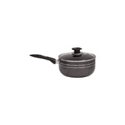 Glaxa Non-Stick Saucepan with Glass Lid 16cm Induction Aluminium Cooking Pot Milk Pan Black