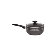 Glaxa Non-Stick Saucepan with Glass Lid 18cm Induction Aluminium Cooking Pot Milk Pan Black