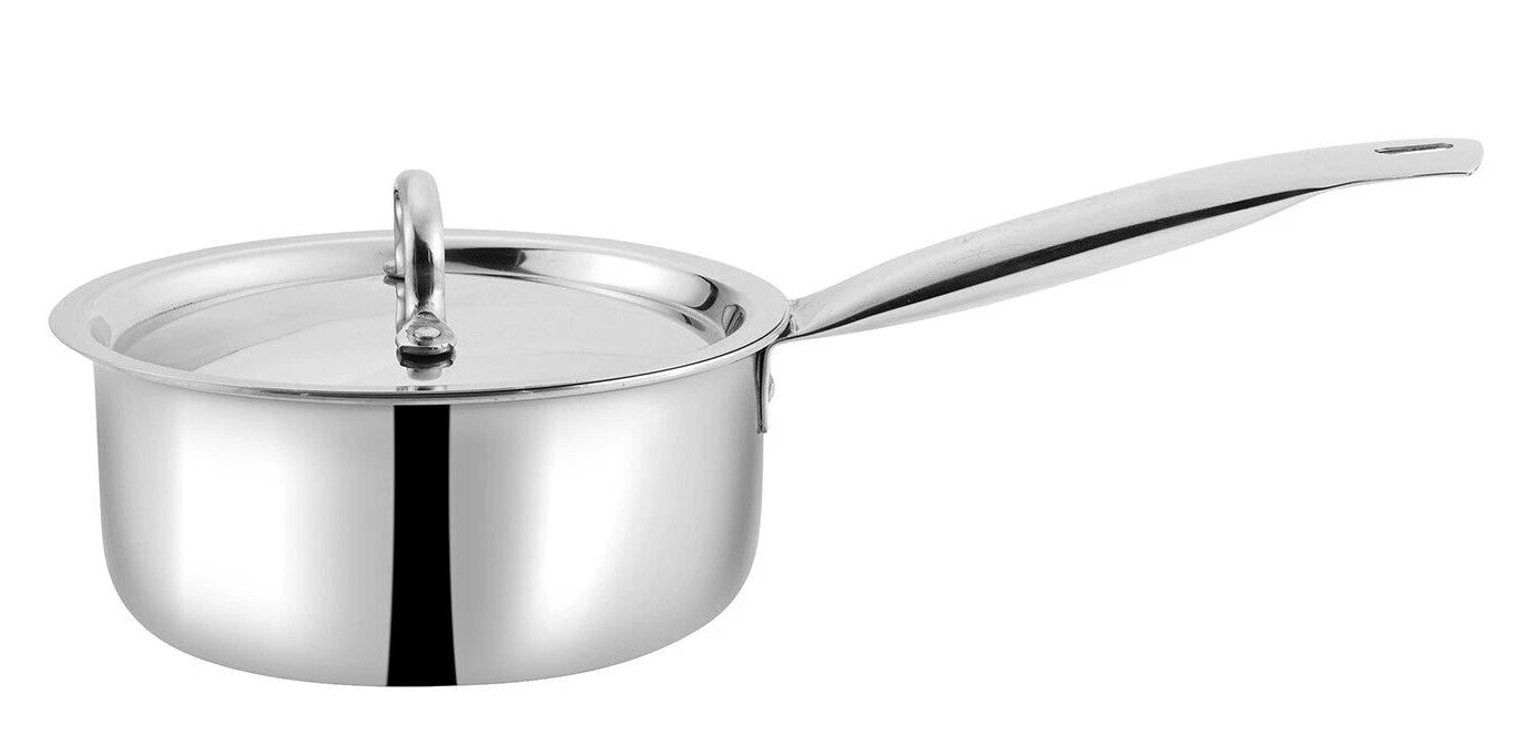 Vinod 14cm Stainless Steel Saucepan with Lid – 1.2L, Induction & Gas Compatible