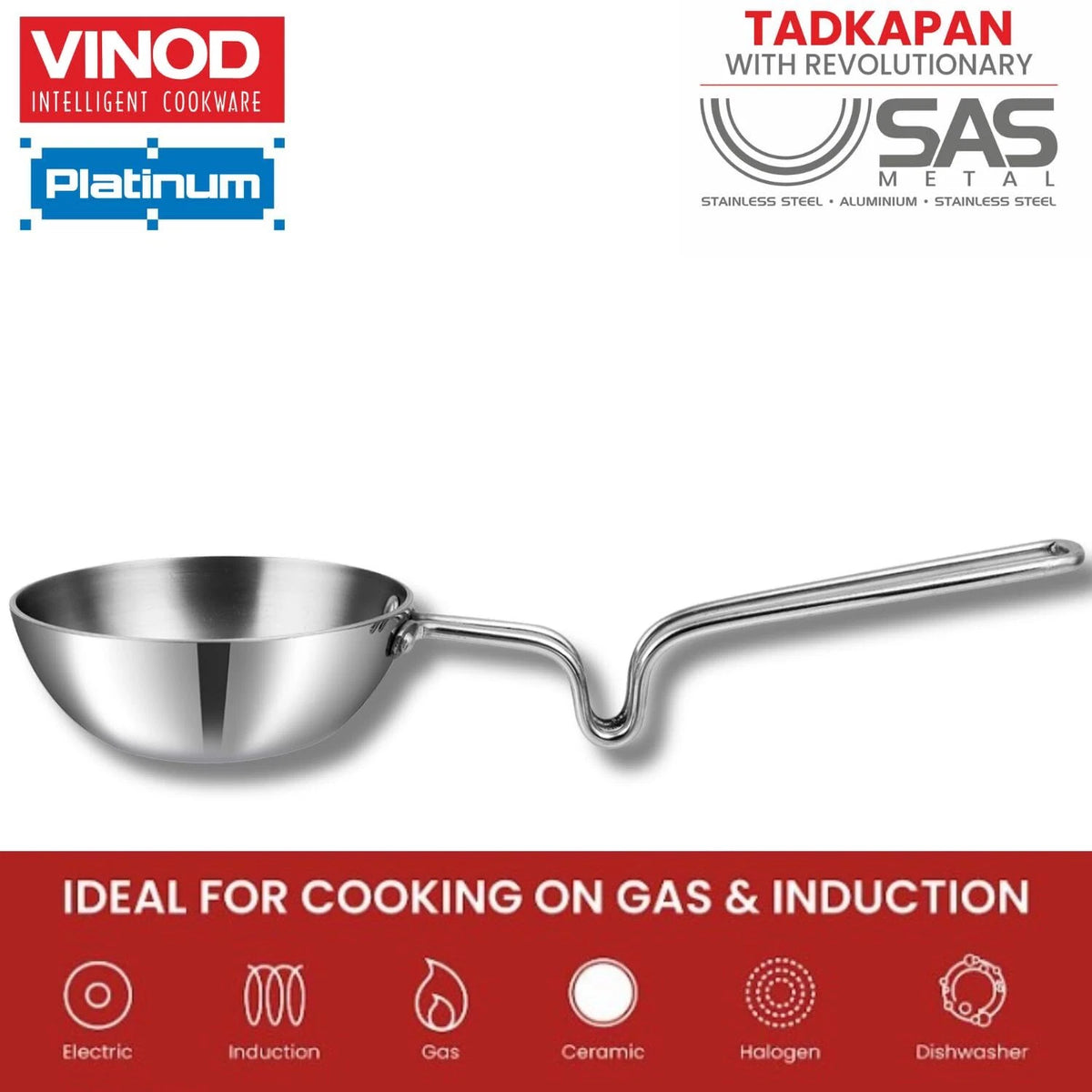 Platinum Triply Stainless Steel Tadka Pan – 11cm / 300ml