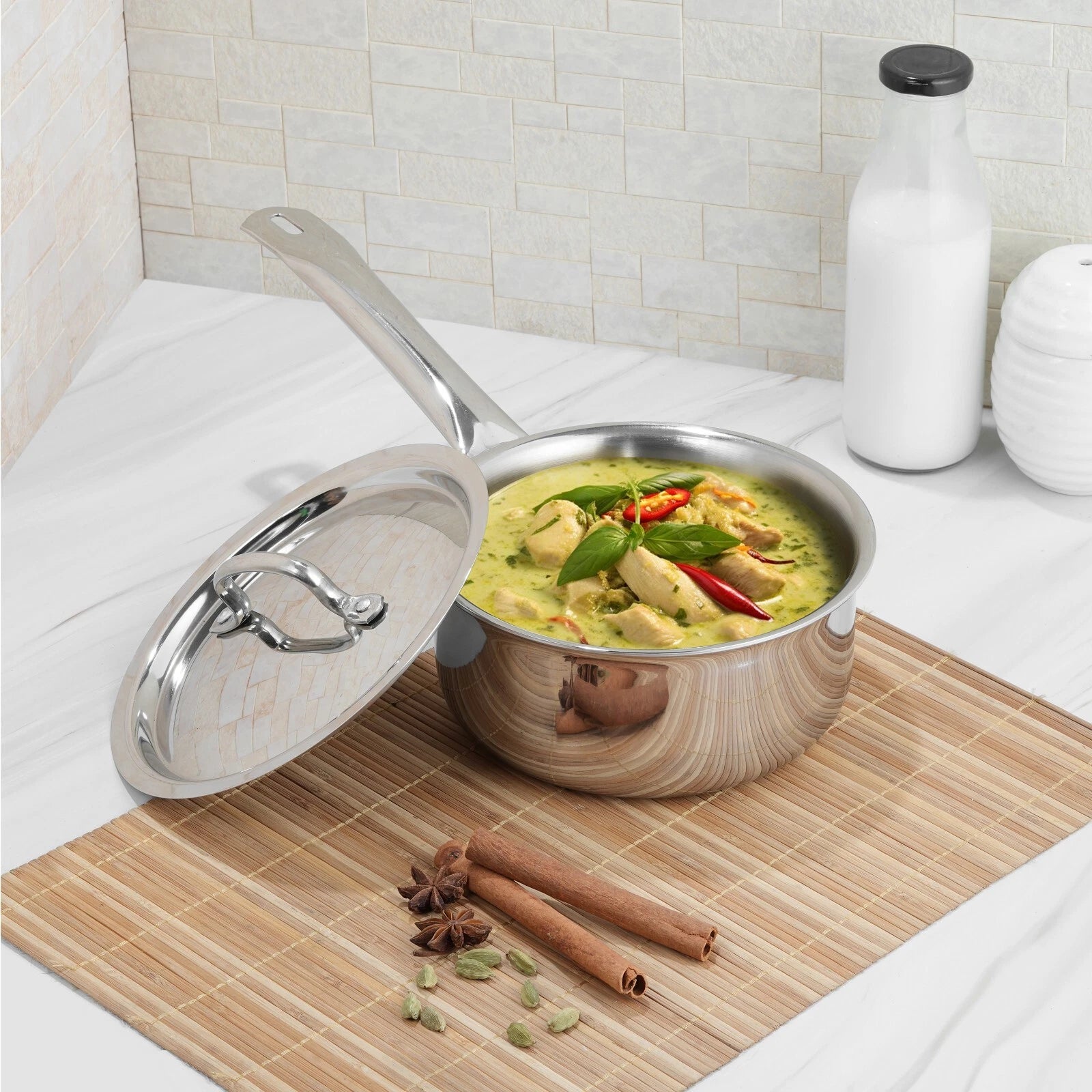 Vinod 20cm Stainless Steel Saucepan with Lid – 2.8L, Induction & Gas Compatible