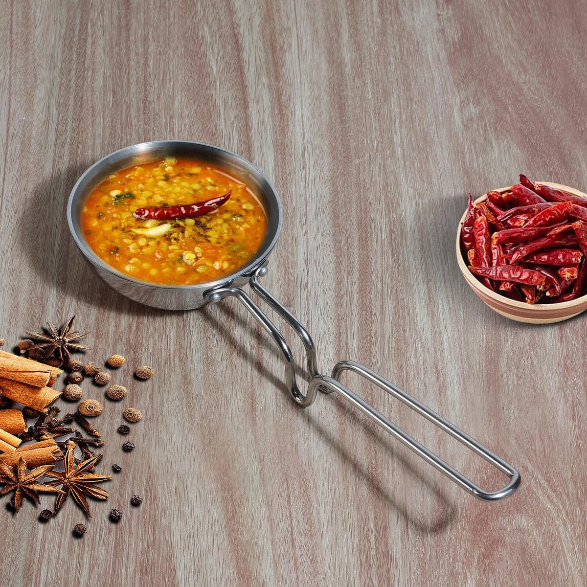 Platinum Triply Stainless Steel Tadka Pan – 12.5cm / 400ml