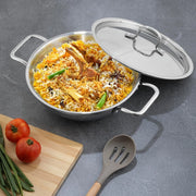 Vinod Platinum Triply Stainless Steel Kadai 18cm with Lid – Induction & Gas Compatible