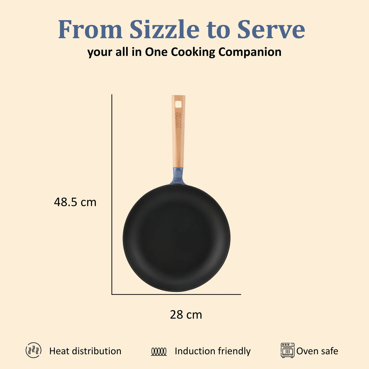 Vinod Cast Iron Freya Dosa Tawa 28 cm – Sapphire Blue – Titanium Enamel – Induction Friendly