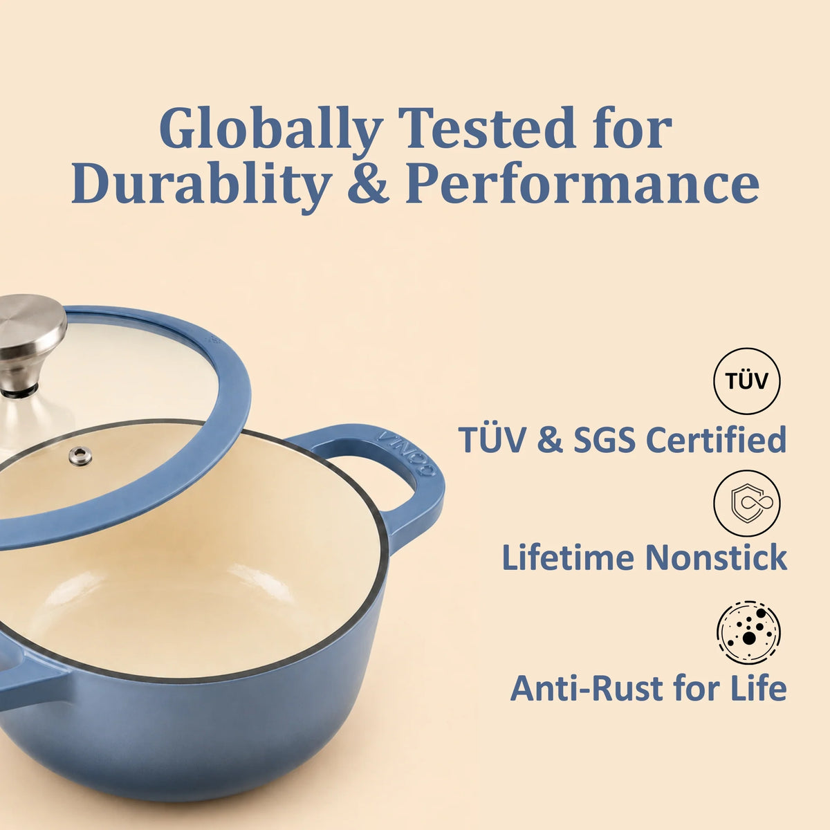Vinod Cast Iron Freya Sauce Pot 20 cm – Sapphire Blue – TREON Titanium Enamel