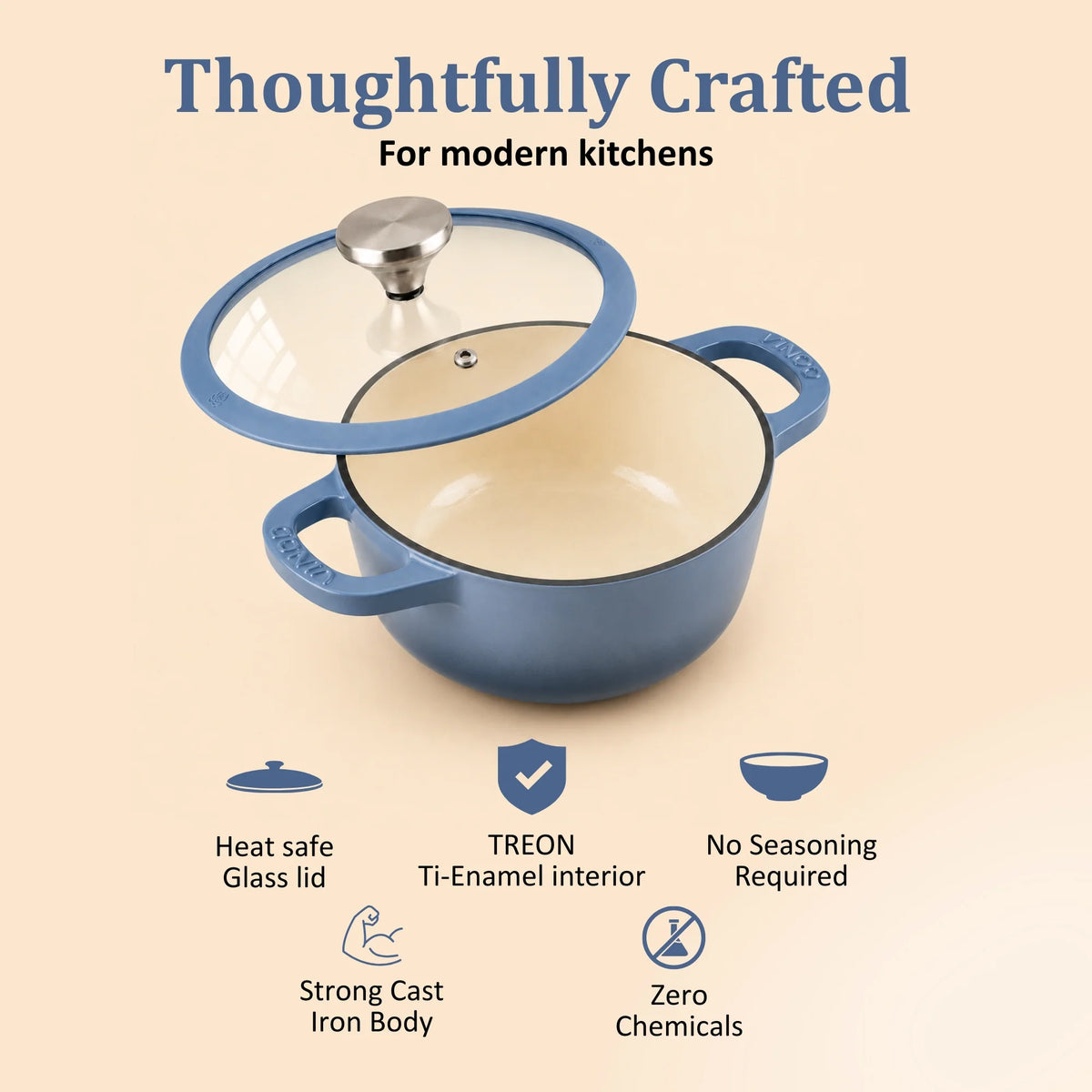 Vinod Cast Iron Freya Sauce Pot 20 cm – Sapphire Blue – TREON Titanium Enamel