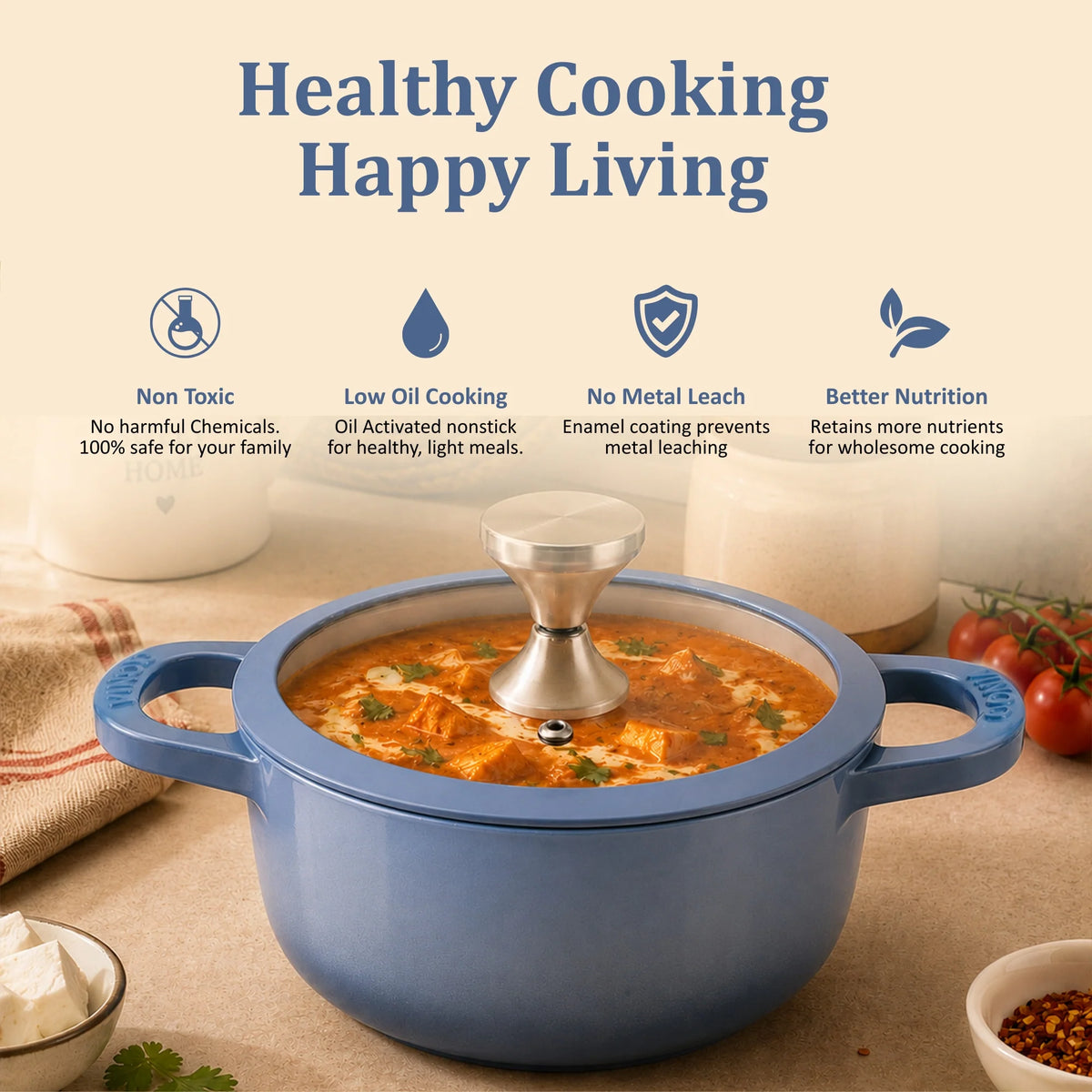 Vinod Cast Iron Freya Sauce Pot 20 cm – Sapphire Blue – TREON Titanium Enamel