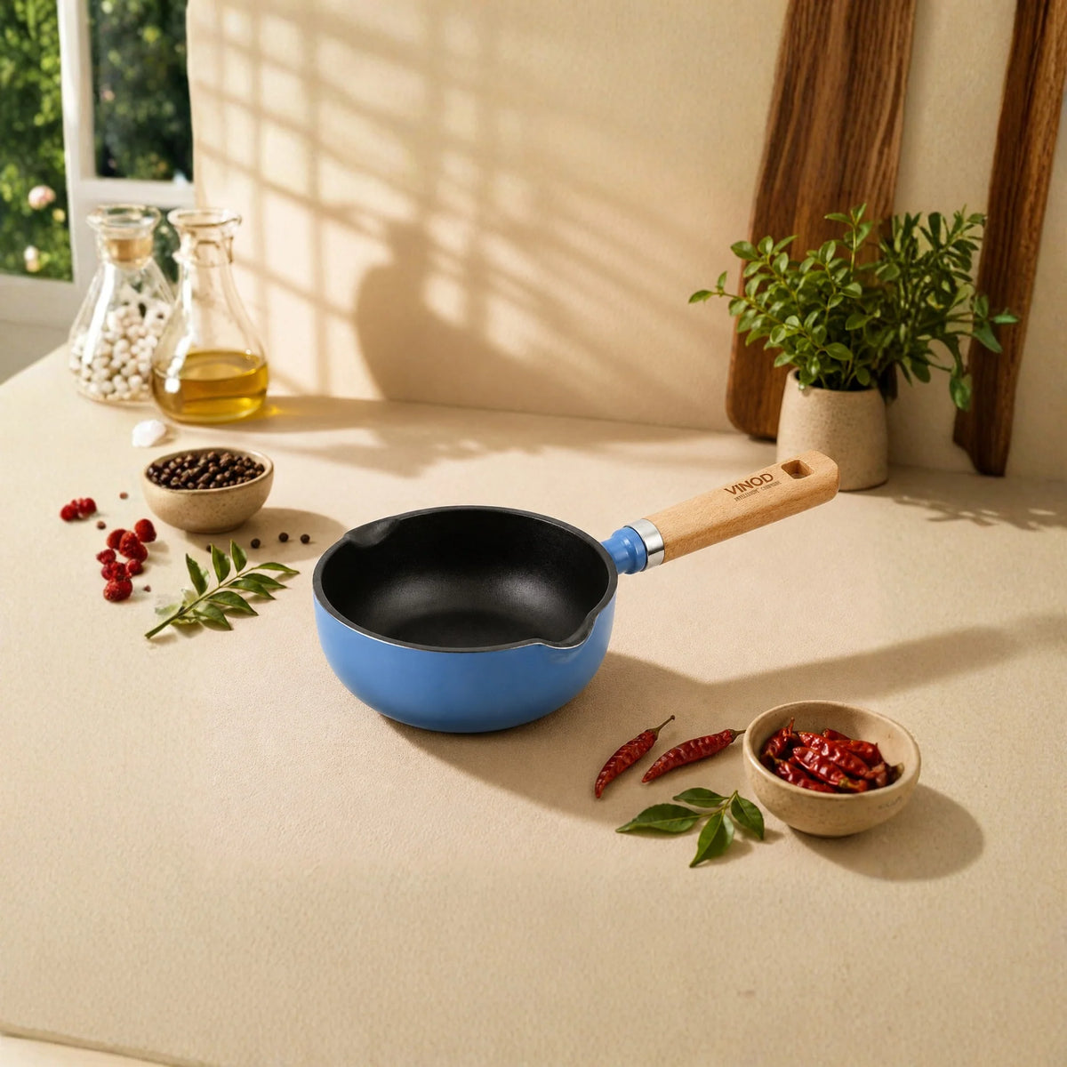 Vinod Cast Iron Freya Tadka Pan 12 cm – Sapphire Blue – TREON Titanium Enamel