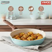 Vinod Ceravit Ceramic Frypan 20cm Ceragreen with Non Stick Ceramic Coating and Wooden Handle