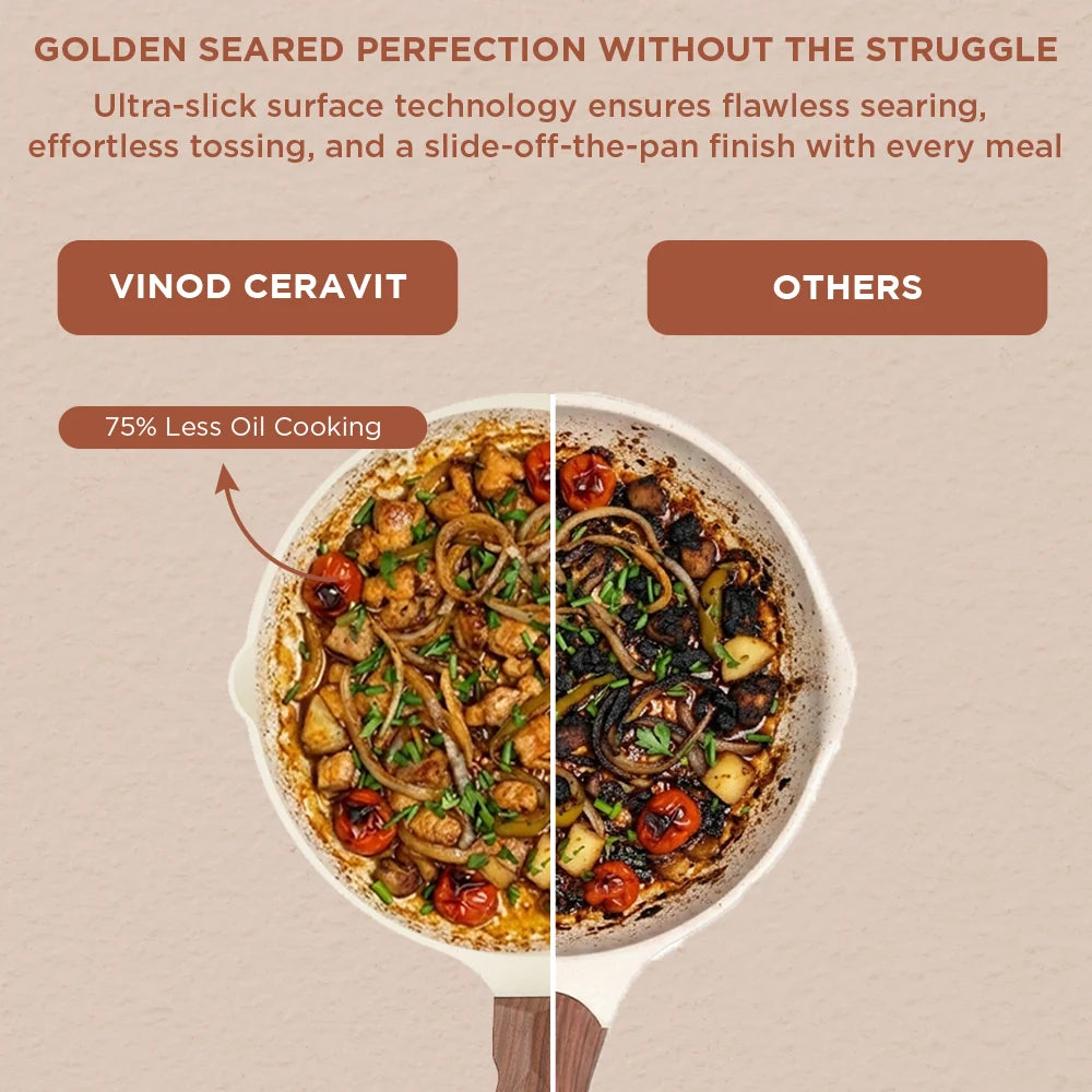 Vinod Ceravit Ceramic Frypan 20 cm - Desert Rose - Non Stick Frying Pan