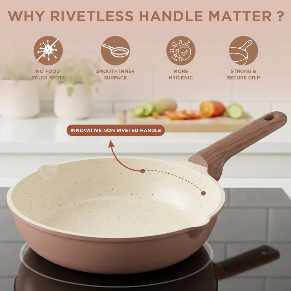 Vinod Ceravit Ceramic Frypan 20 cm - Desert Rose - Non Stick Frying Pan