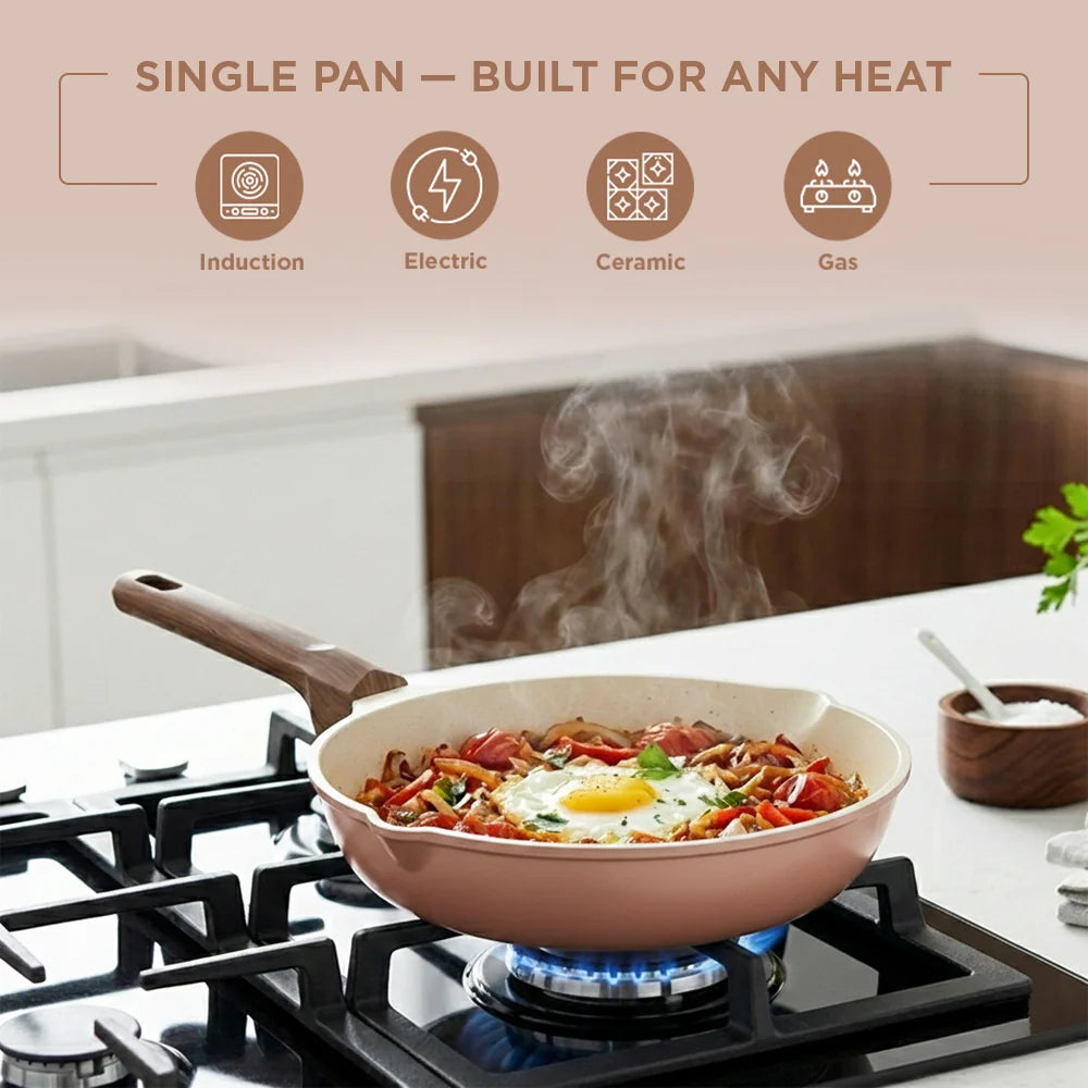 Vinod Ceravit Ceramic Frypan 20 cm - Desert Rose - Non Stick Frying Pan