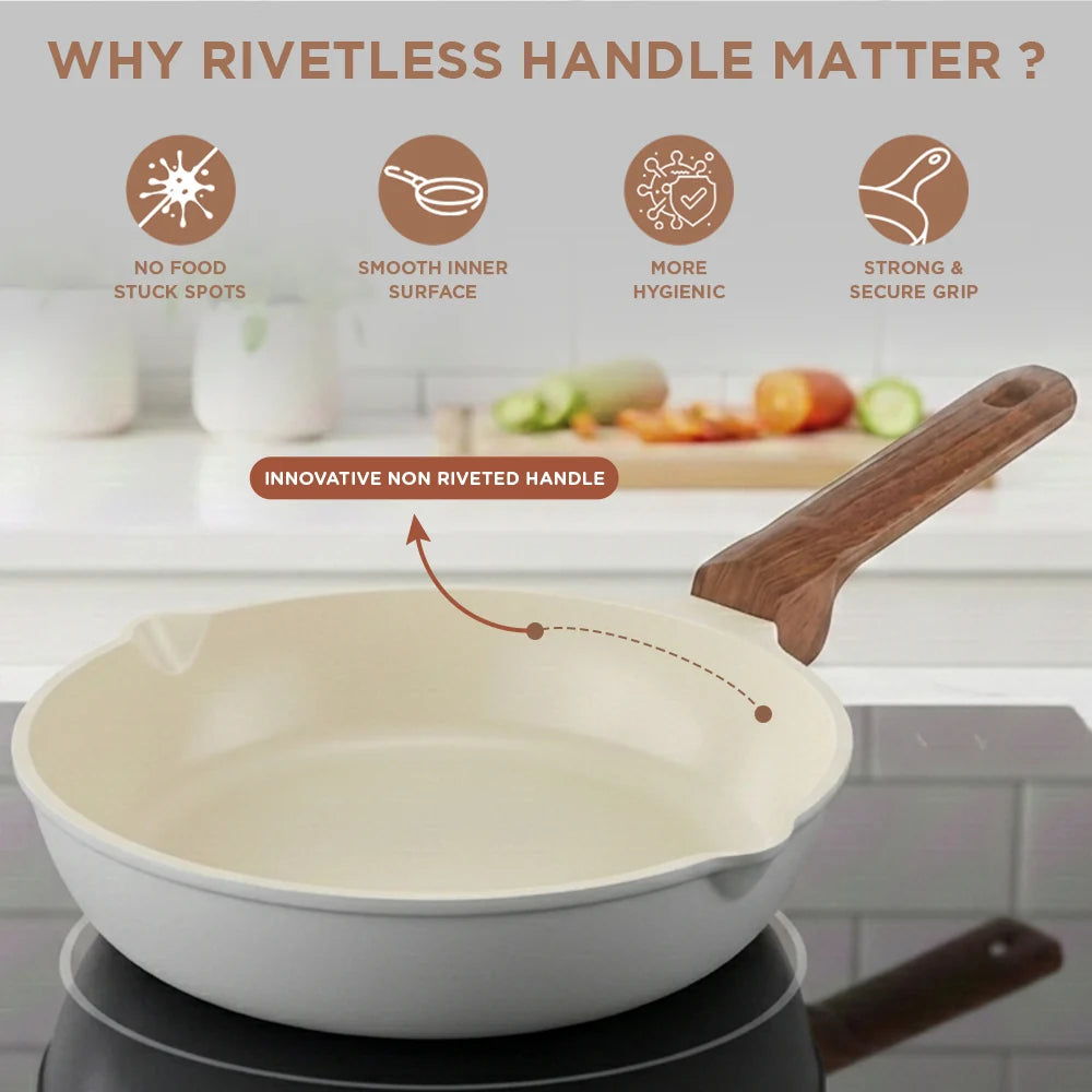Vinod Ceravit Ceramic Frypan 20 cm - Washed Stone - Non Stick Frying Pan