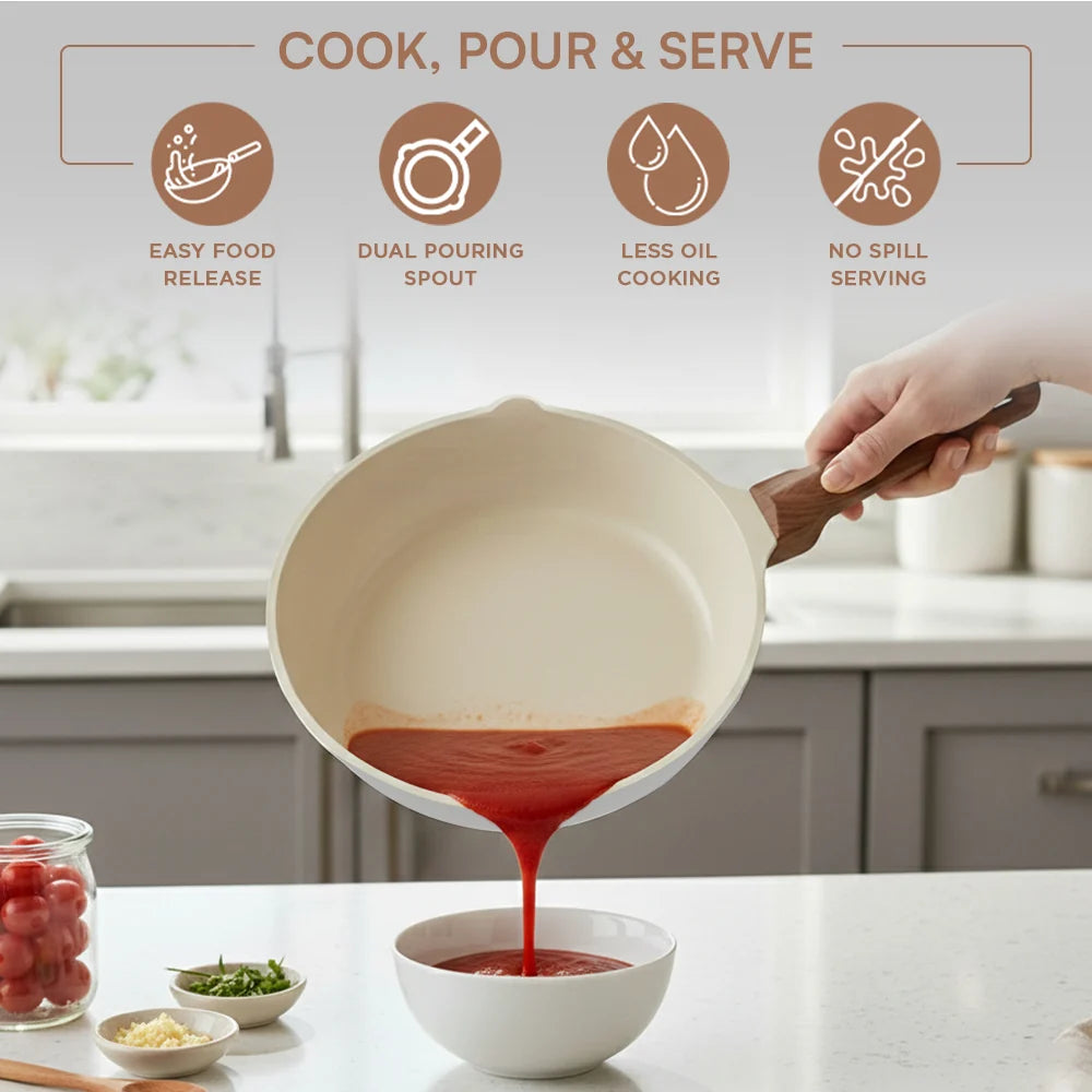 Vinod Ceravit Ceramic Frypan 20 cm - Washed Stone - Non Stick Frying Pan