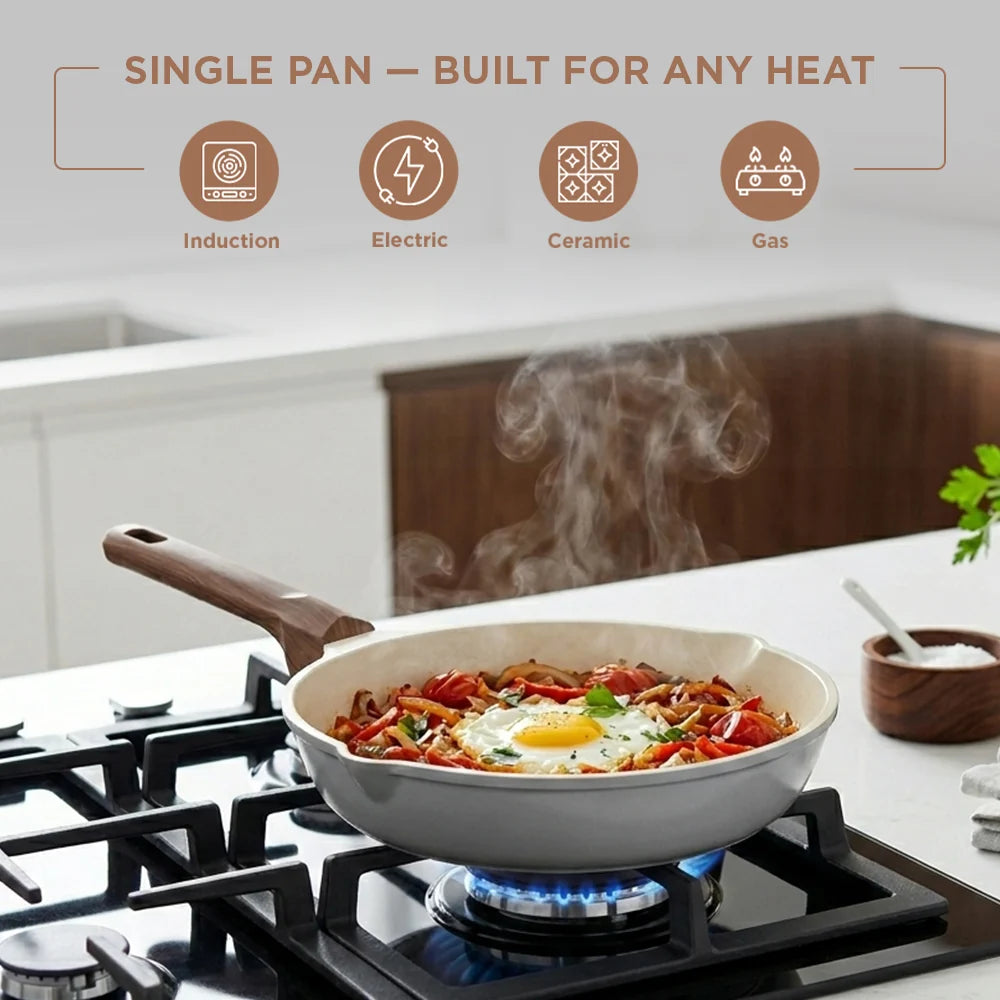 Vinod Ceravit Ceramic Frypan 20 cm - Washed Stone - Non Stick Frying Pan