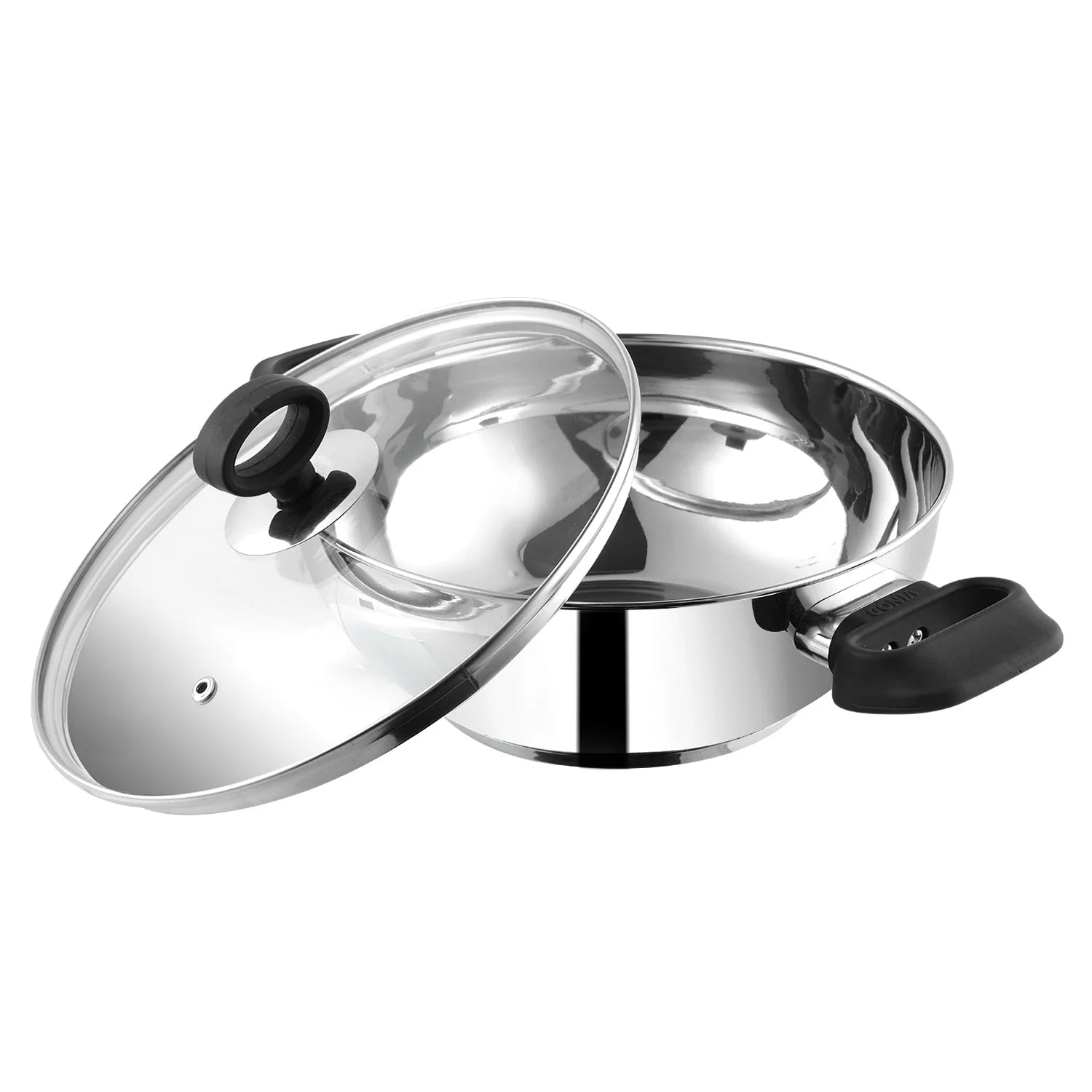 Deluxe Stainless Steel Kadai with Toughened Glass Lid – 3.8 L | Induction Friendly