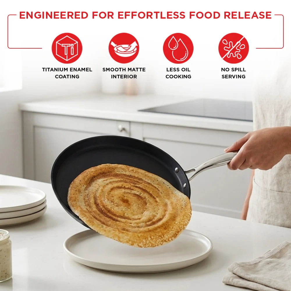Vinod Ferona Cast Iron Dosa Tawa 27 cm – Induction, Gas, Electric, Ceramic & Halogen Compatible