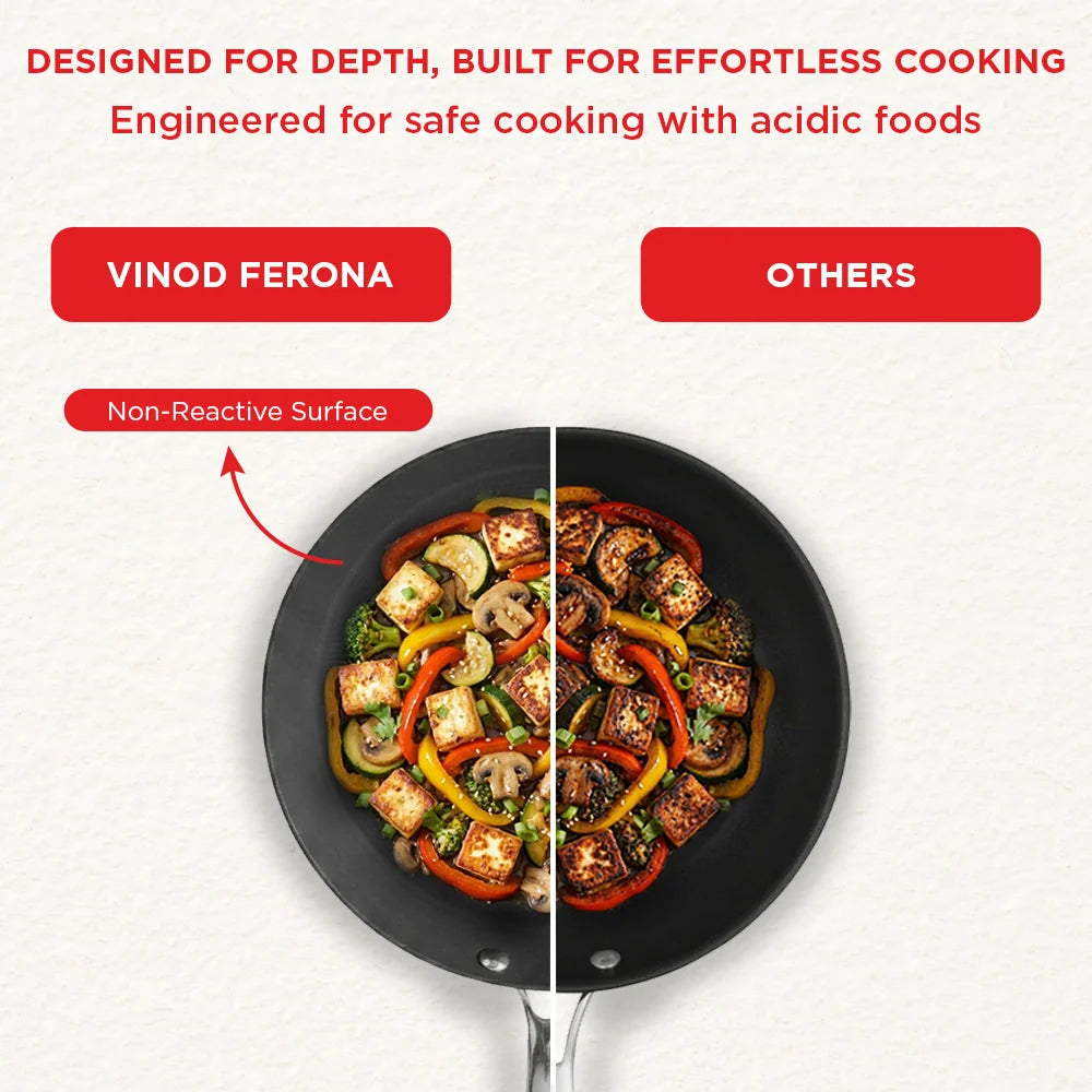 Vinod Ferona Cast Iron Frypan 24 cm – 1.5 L – Matte Enamel – Induction, Gas & Oven Compatible