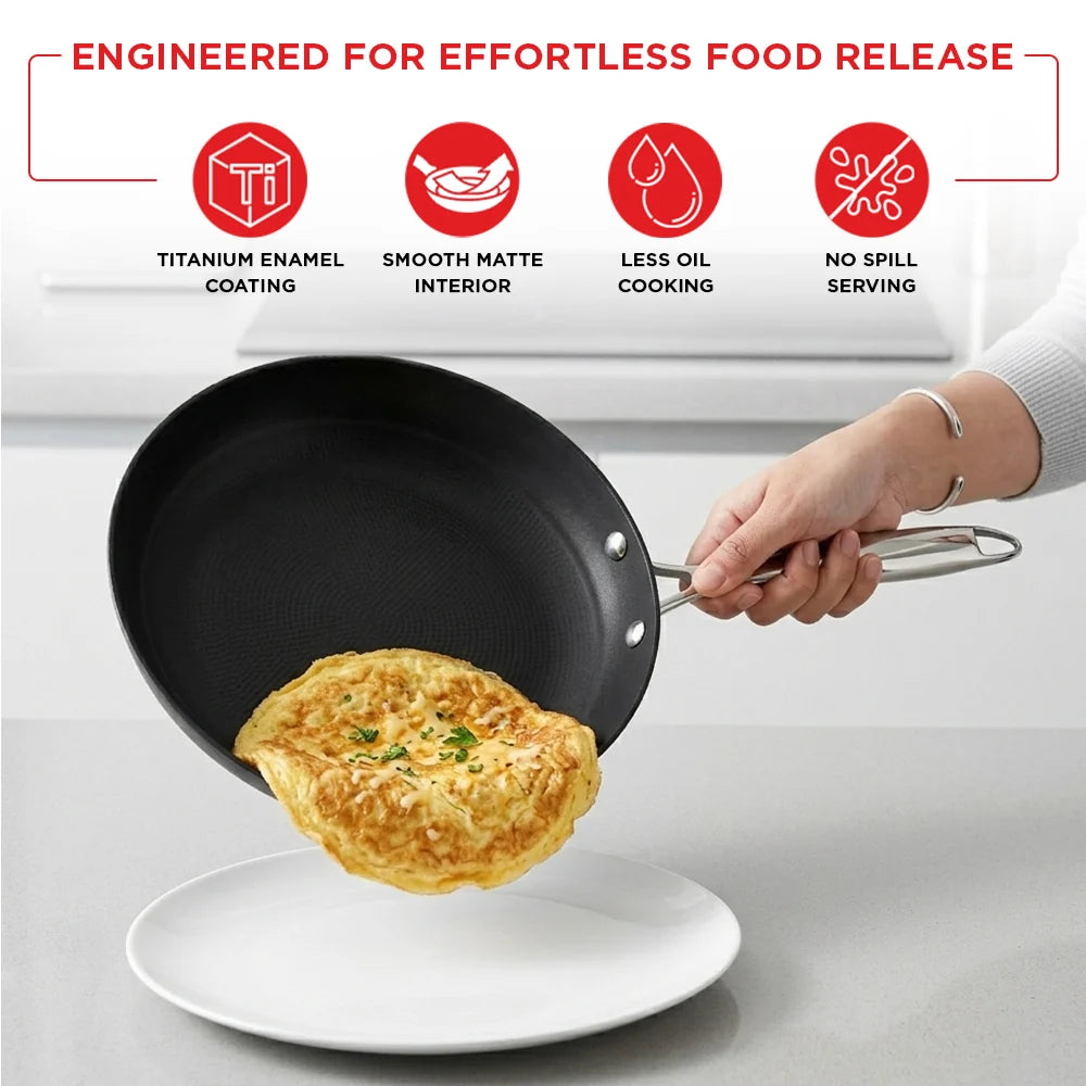 Vinod Ferona Cast Iron Frypan 24 cm – 1.5 L – Matte Enamel – Induction, Gas & Oven Compatible