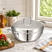 Vinod Platinum Multipurpose Kadai 26 cm 4 L with 6 Stackable Steamer Plates