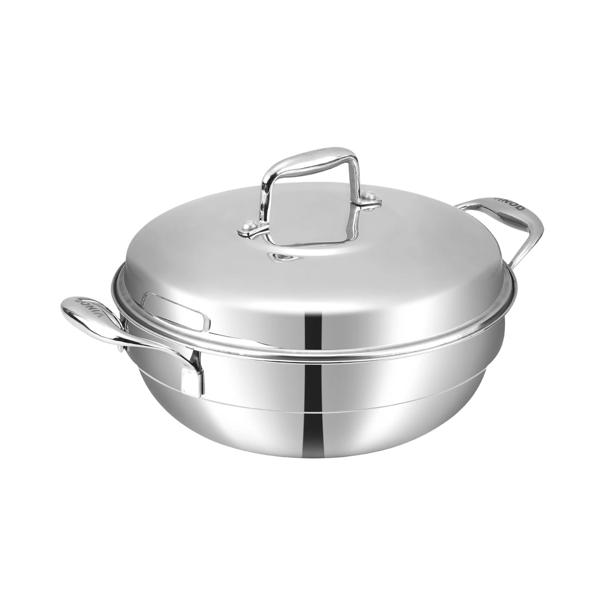 Vinod Platinum Multipurpose Kadai 26 cm – 4 L – 6 Steamer Plates – Triply Stainless Steel