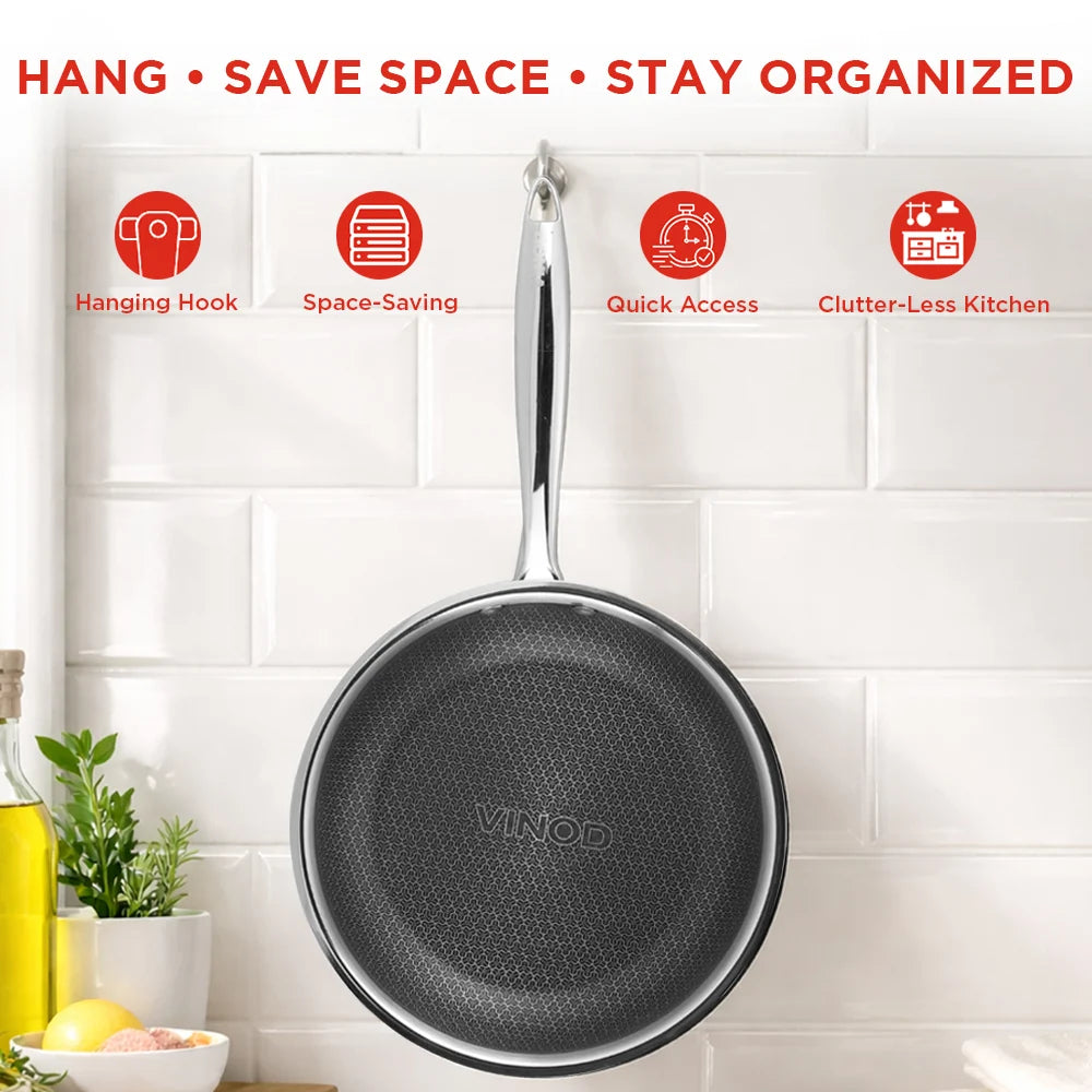 Vinod Platinum SAS PRO Saute Pan with Lid 22 cm 2.4 Litre – Triply Stainless Steel Saute Pan – Induction, Gas, Electric & Ceramic Compatible